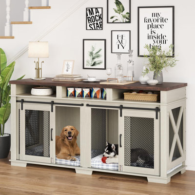 Dog Crate Furniture, Wooden Double Dog Crates Kennel Cage