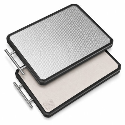Double Sided 304 Stainless Steel Cutting Board, Food-Grade Wheat Straw PP Material, Scratch Resistant Kitchen Chopping Board, Dishwasher Safe