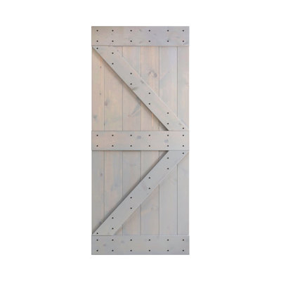 84'' Solid Wood Paneled Painted without Installation Hardware Kit Barn Door