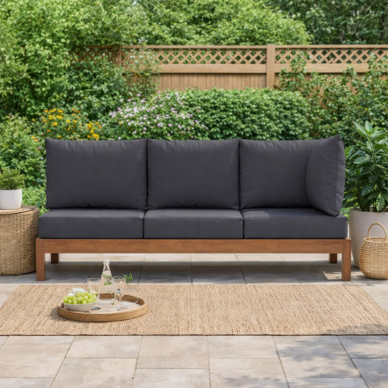 Paom Outdoor Cushion For Bench Set Of 3, Oxford Fabric, Dark Gray