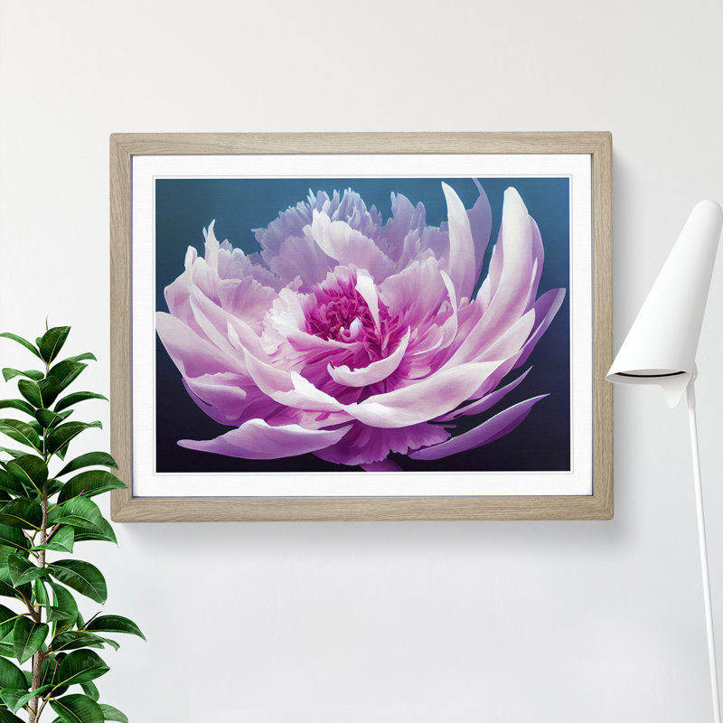 Unbelievable Peony Flower - Framed Print, 46cm H x 64cm W x 2cm D, Oak
