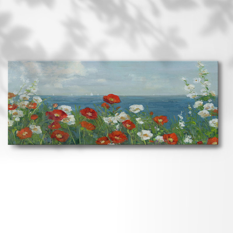 À travers les fleurs sur toile, H 24 po x l 60 po x P 1,5 po