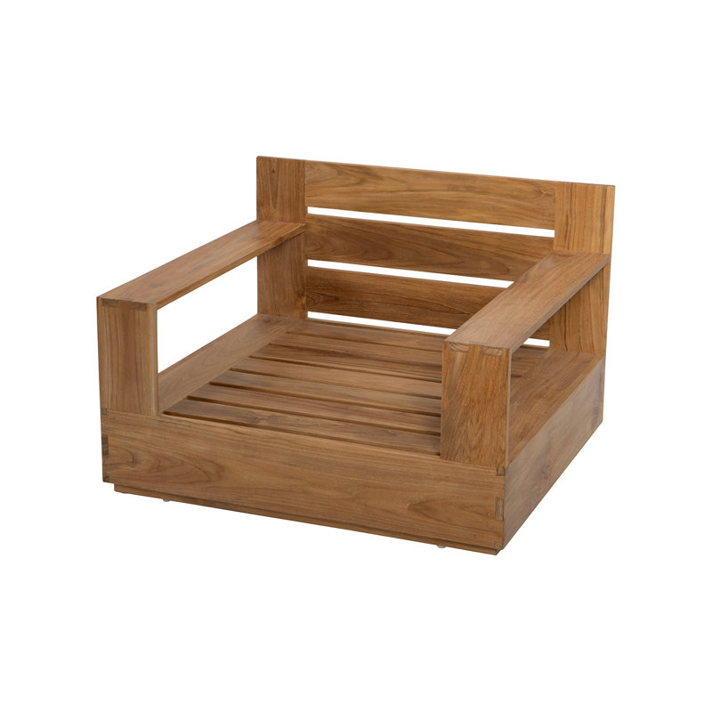 Pacific Outdoor Teak Club Chair with Sunbrella Cushions, Natural