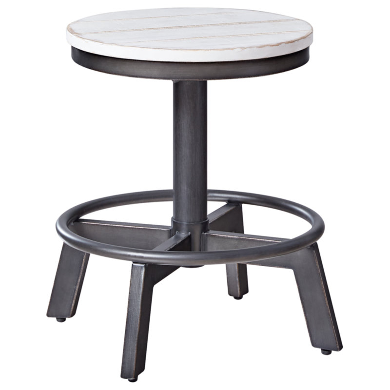 Kaloni Swivel Adjustable Height Counter Stool with Metal Frame, Black, White