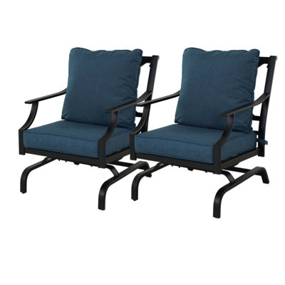 Chaises berçantes de patio avec coussins en oléfine pour cour arrière - ensemble de 2
