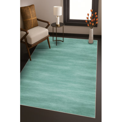 Tapis bleu tissé lavable rétro Mosso