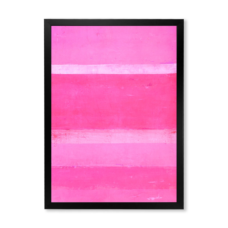 Bandes abstraites roses - peinture sur toile, Cadre noir, H 20 po x l 12 po x P 1 po