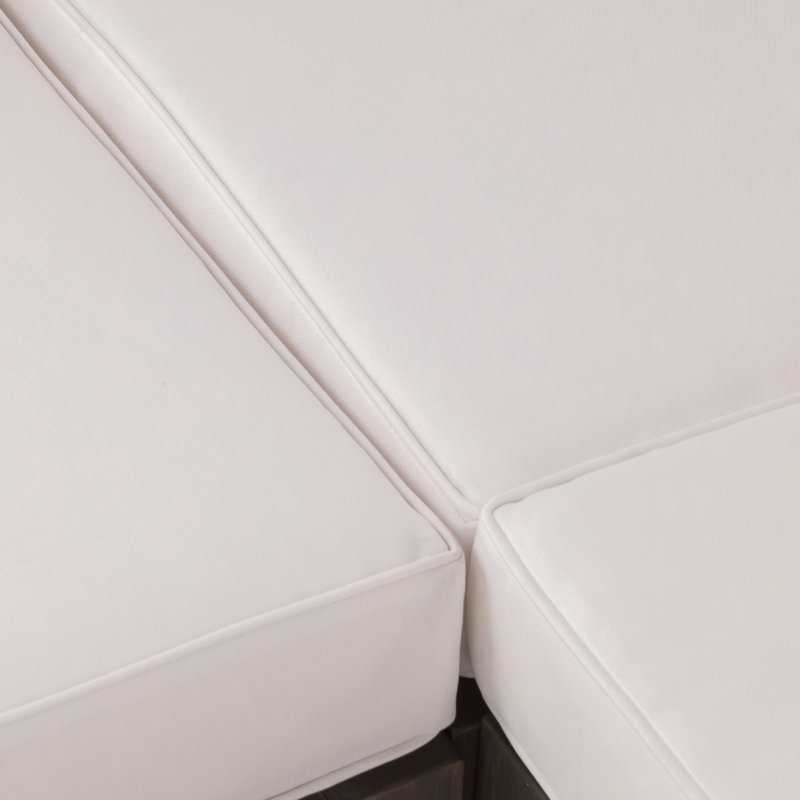 Ensemble modulaire d'extérieur en bois avec coussins, Blanc