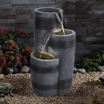 Outdoor Weather Resistant Cascade Fountain with Lights