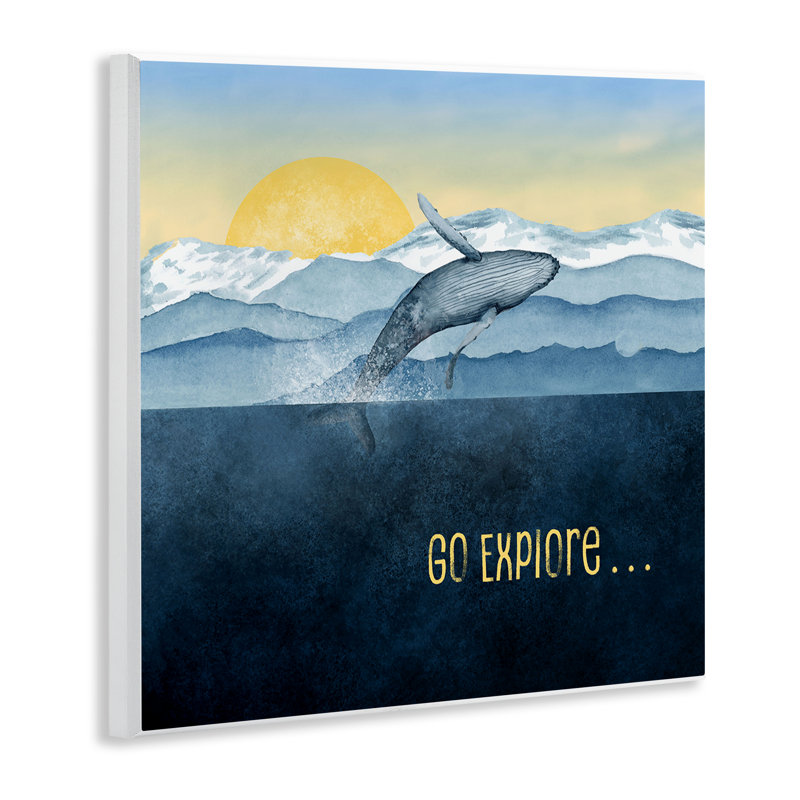 Plaque murale «Go Explore Whale Breach», conception par Brett Blumenthal