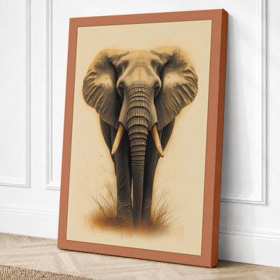 Elephant Observed Rustic - Wrapped Canvas