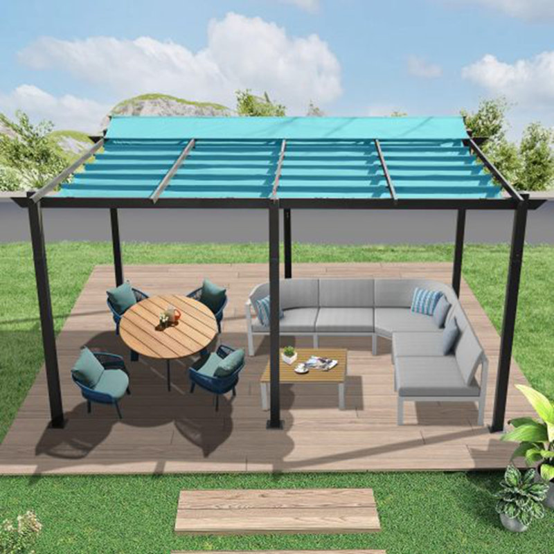 Pergola rétractable polyvalente pour tout espace extérieur, Bleu lac