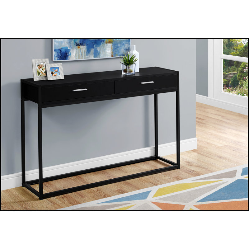 Console étroite en stratifié noir avec tiroir de rangement, parfaite pour les entrées et les petits espaces, Noir