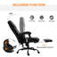 Fauteuil de bureau avec 6 masseurs, cuir PU, repose-pieds réglable, ergonomique, télécommande ergonomique noire 6, hauteur réglable,