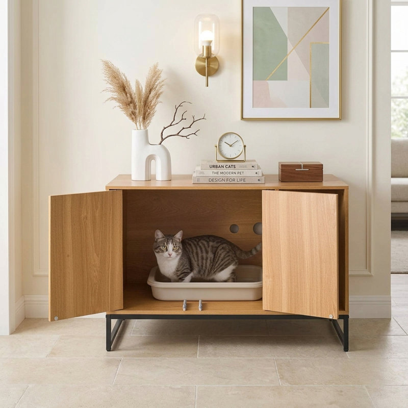 Enceinte de litière pour chat avec bloc-notes