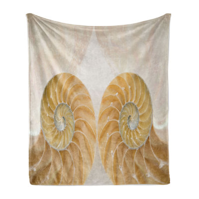 Ambesonne Geometric Fleece Blanket Symmetrical Seashells Cream White