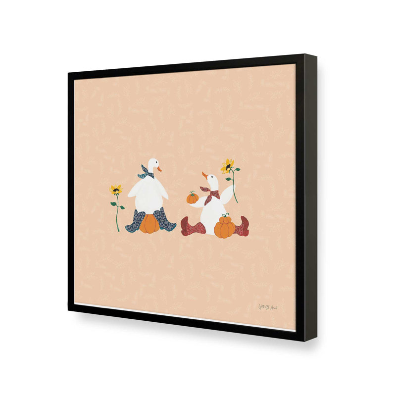 «Ducks in the Pumpkin Patch III» par Yvette St. Amant, reproduction d'art, H 36 po x l 36 po, Noir