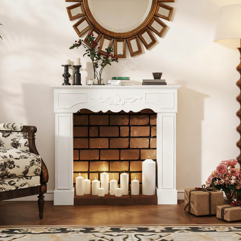 Freestanding Fireplace Mantel Surround With Legs - Compatible With Electric Fireplaces (Living Room Décor)