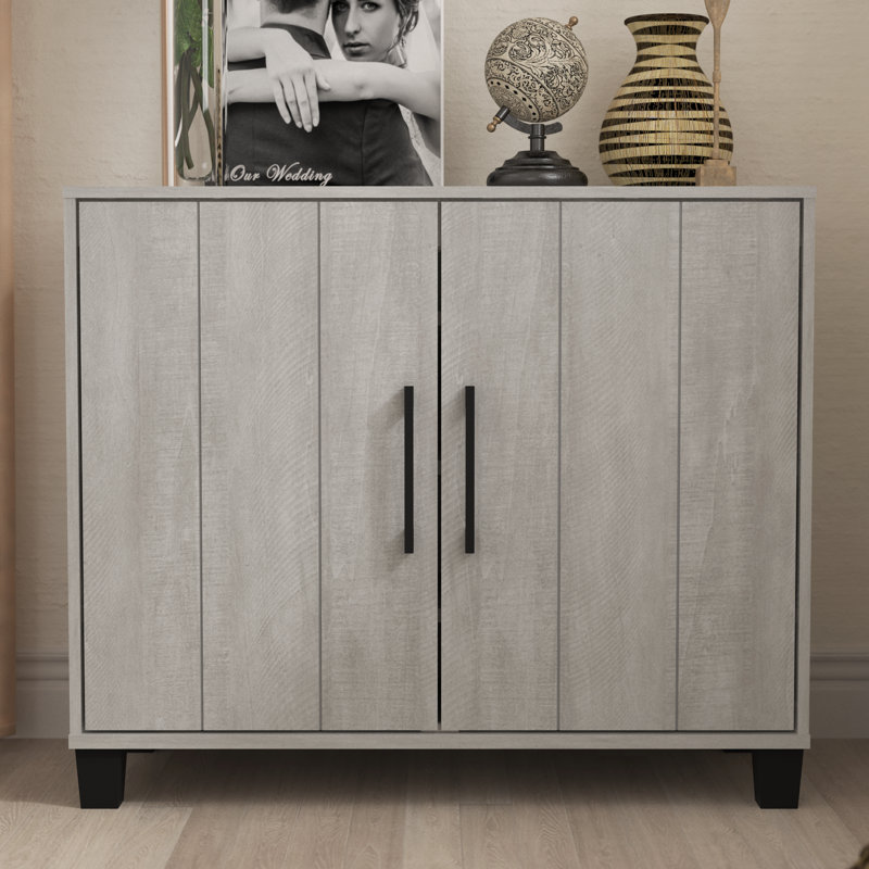 Inniss 12 Pair 2 Door Shoe Storage Cabinet, Dusty Grey Oak