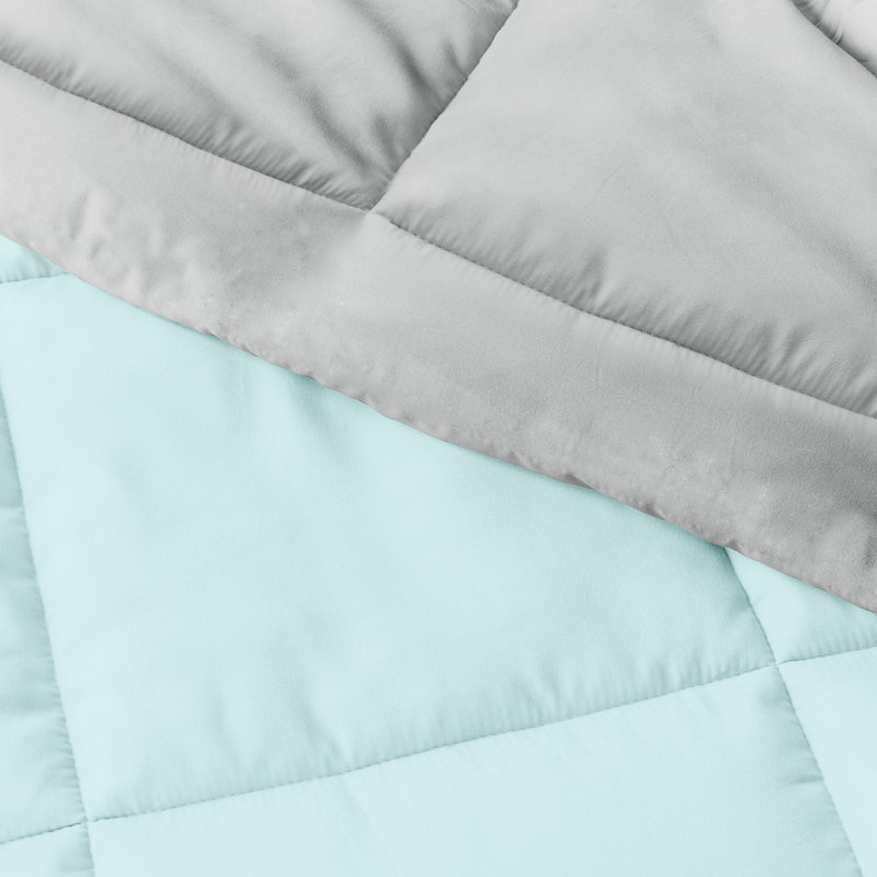 Reversible Down-Alternative Comforter Bedding Set, Twin/TwinXL Comforter + 1 Sham, Blush