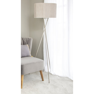 Edith 150.01cm Satin Nickel Tripod Floor Lamp