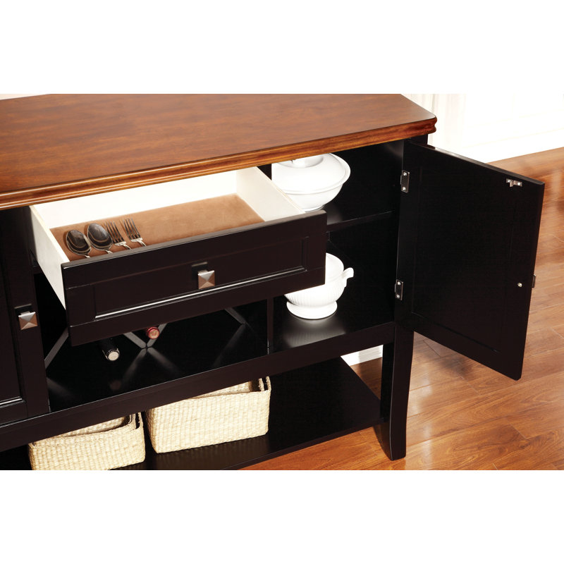 Buffet en bois 1 tiroir Avikrit, Noir / cerise