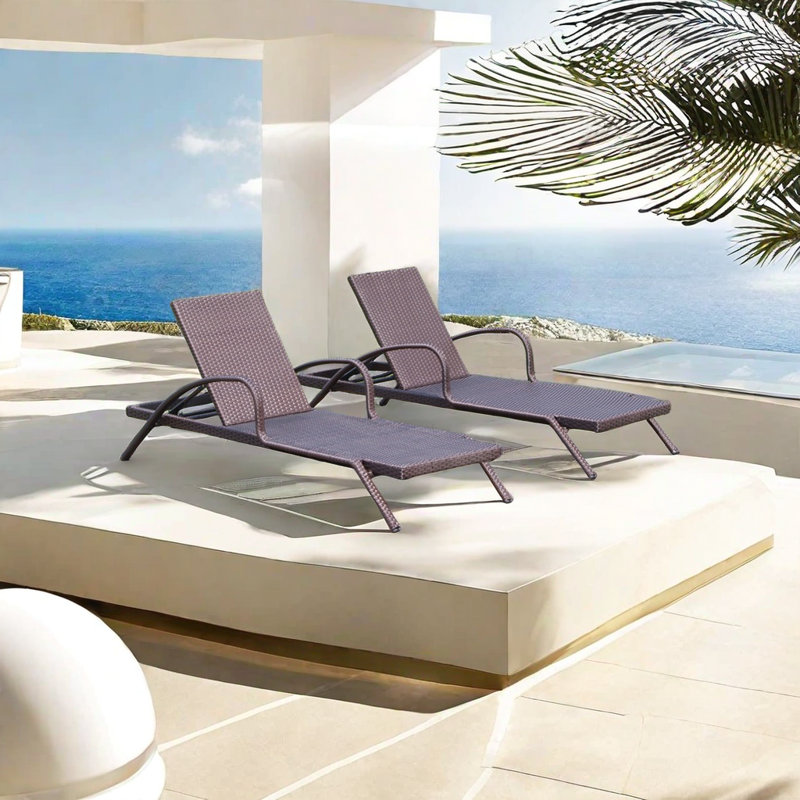 Eniah Outdoor Wicker Chaise Lounge Set