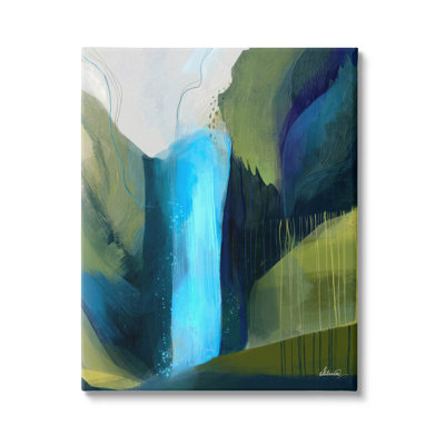 Abstract Waterfall Layered Landscape Canvas Wall Art By Ishita Banerjee