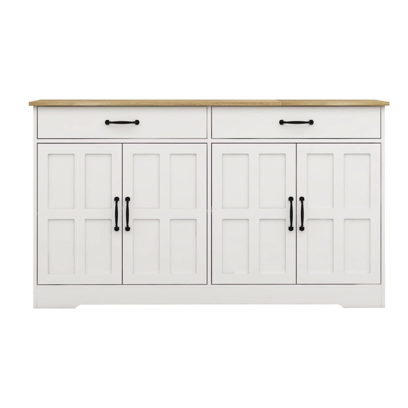 55.91" Large Farmhouse Buffet Cabinet Storage Sideboard With 2 Drawers And 4 Doors