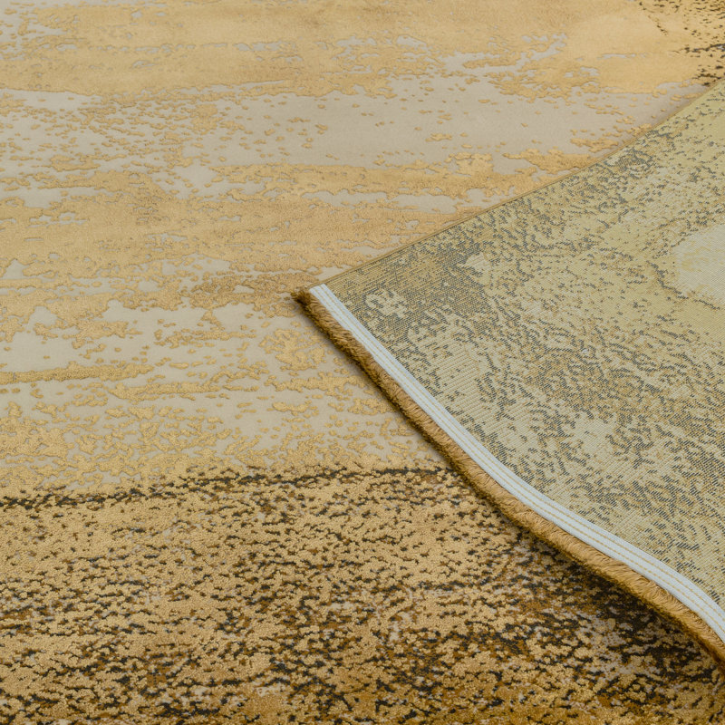 Ahadzi Abstract Gold Rug, Rectangle 160 x 230cm