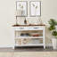 Console rétro avec deux tablettes ouvertes, structure en bois de pin massif et pieds pour le salon-591639999-591639995
