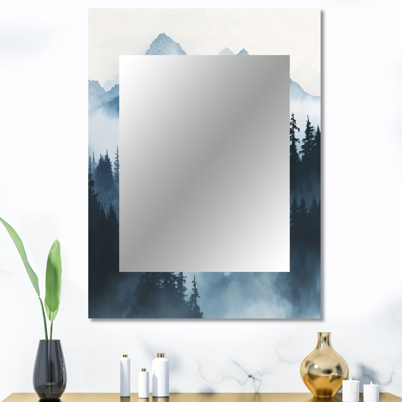 Winter Misty Peaks In The Morning II - Miroir décoratif montagnes, miroir mural traditionnel, impression sur métal
