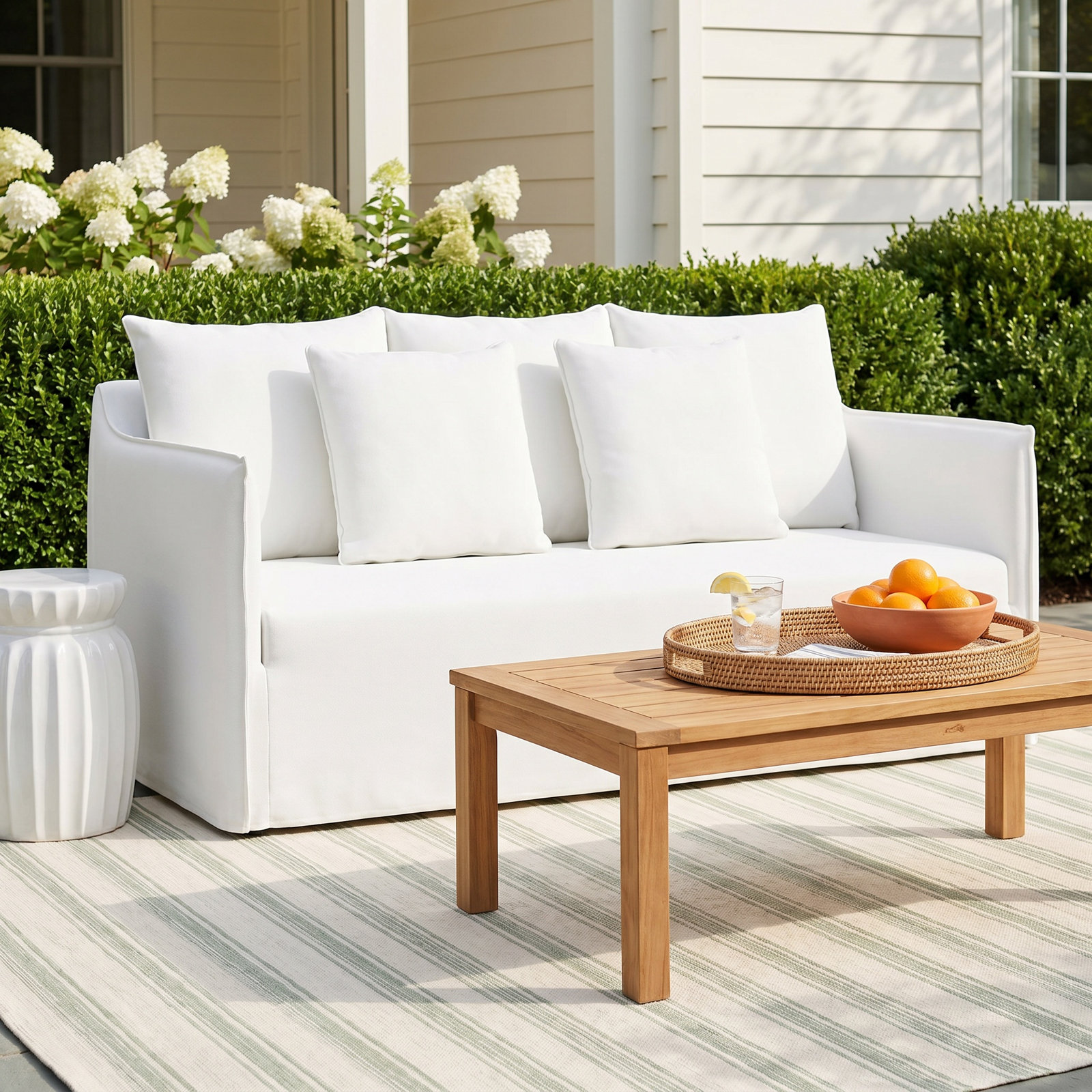 Daphne Upholstery Patio Sofa, White