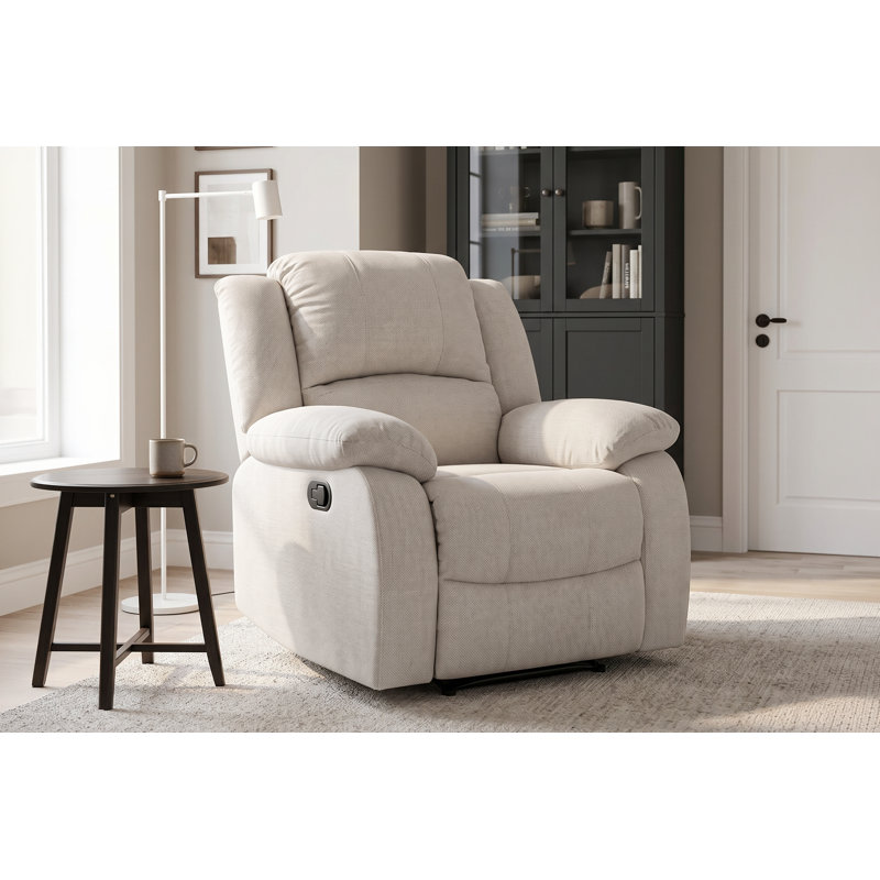 Varesa Upholstered Recliner, Beige Polyester Blend
