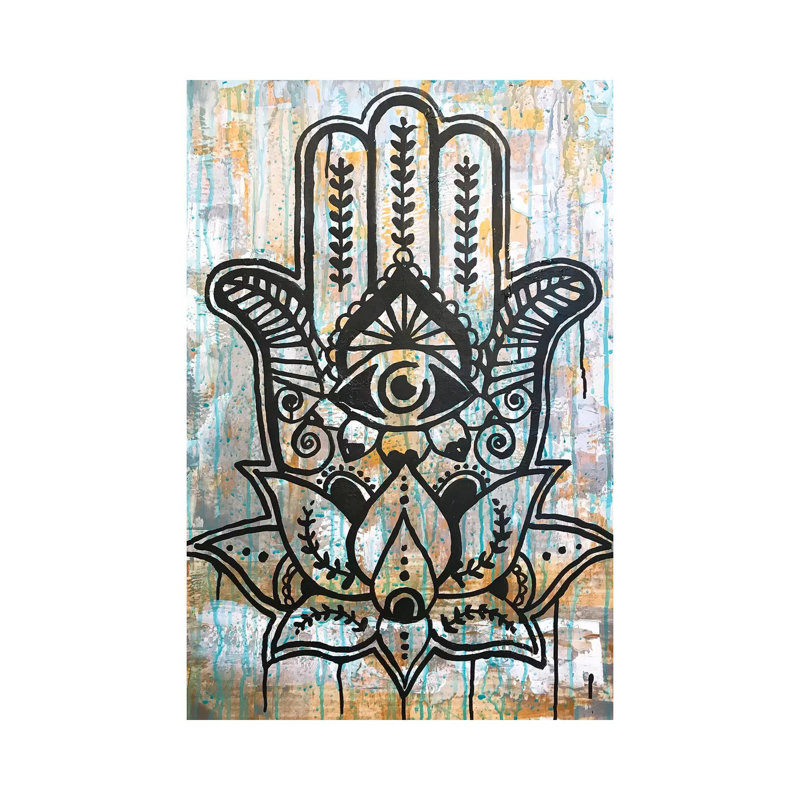 «Hamsa Lotus» par Dean Russo, impression sur toile tendue, H 12 po x l 8 po x P 0,75 po