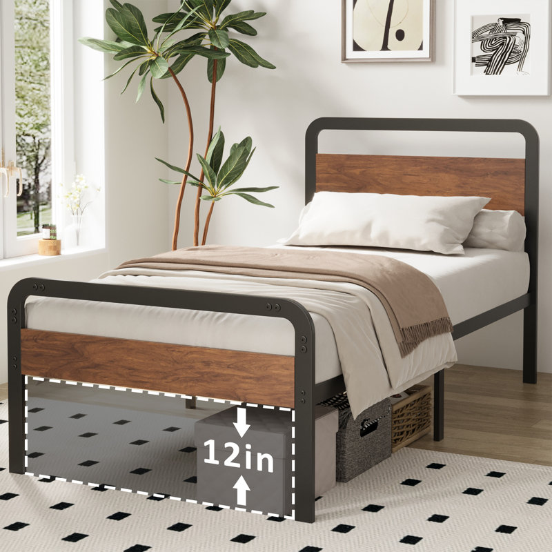14 Inch Bed Frame with Wood Headboard and Footboard, Twin XL