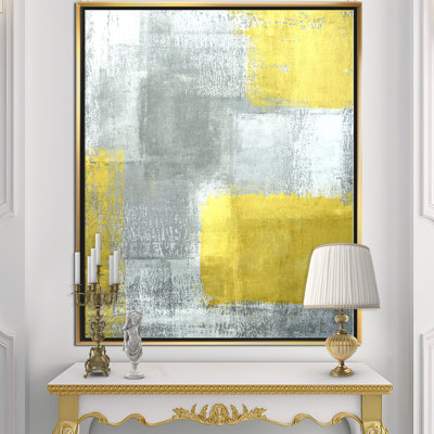 «Gray and Yellow Blue Abstract», reproduction d'art sur toile