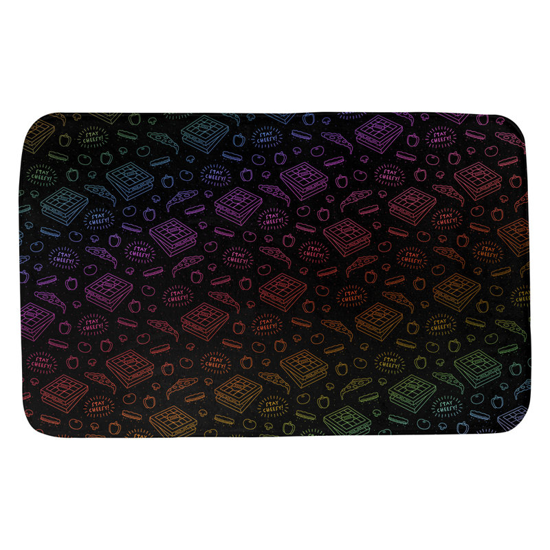 Tapis pour salle de bain Avicia, l 17 po x L 24 po, Mauve / vert / noir