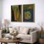 "Modern", abstrait, orange et vert, ensemble géométrique, images de salon, impression sur toile encadrée, 2 pièces-126545423-126545420