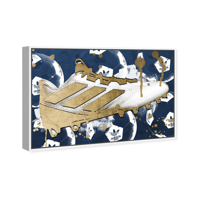 " Soccer Cleats Navy ", White Framed, 30" H x 45" W