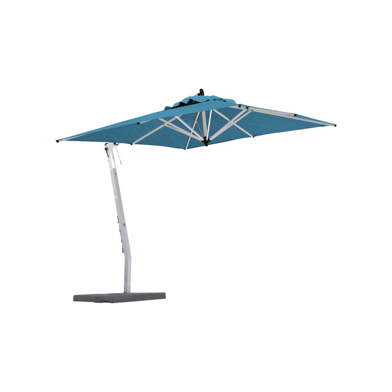 Picollo 10' Square Cantilever Umbrella, Paver Frame, Silver Gray