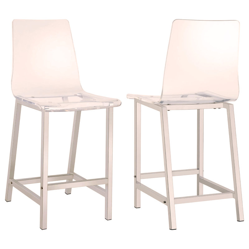 Tabourets transparents et chromés à hauteur de comptoir (ensemble de 2)
