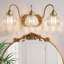 Luminaires de salle de bain rétro en or, 3 lumières de meuble-lavabo en cristal tulipe transparent brossé, finition laiton antique mat, style Mid-Century, appliques murales pour la chambre à coucher, couloir, facile à installer-1862601898-1862601903
