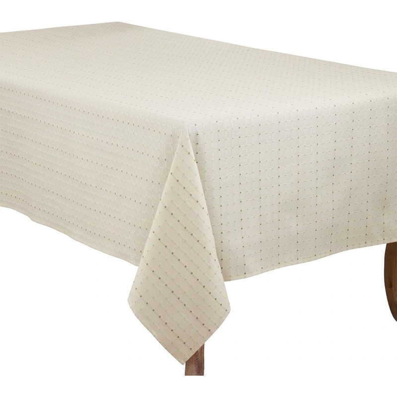 Clarkston Box Stitch Tablecloth, 180" x 65", White