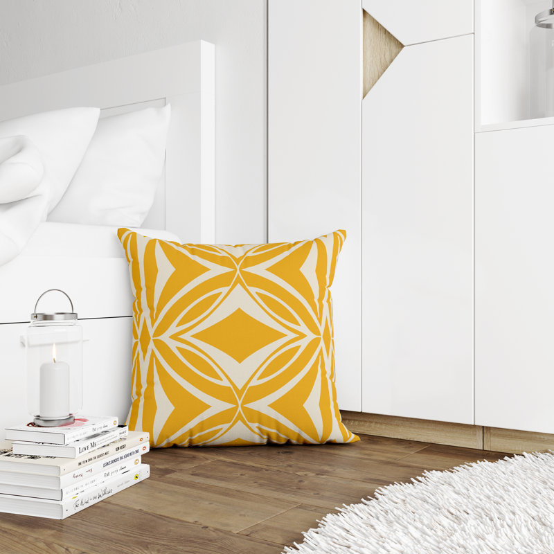Jeté carré en polyester intérieur / extérieur, L 19 po x H 19 po, Jaune