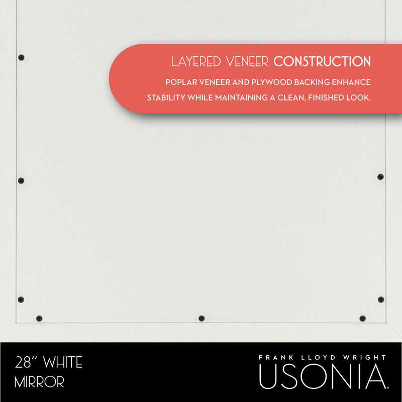 Through Lines Flat Wall Mirror, 30" x 28", White