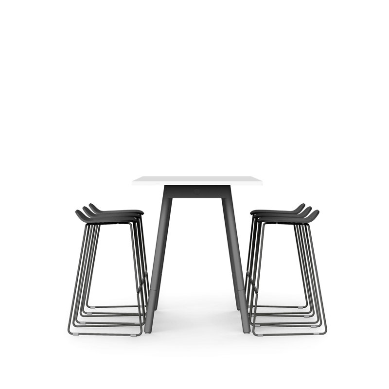 Series A High Table 71.5X30", 6 Upbeat Stools, Charcoal, Charcoal