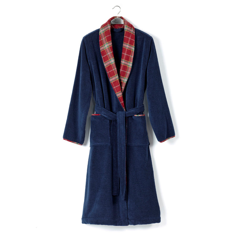 Peignoir mi-mollet unisexe avec poches Boffa, Bleu