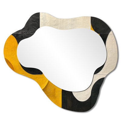 Grey And Black Abstract Shapes Reflections I - Abstract Shapes Cloud Decorative Wall Mirror, Modern Vanity Mirror, Printed on Metal