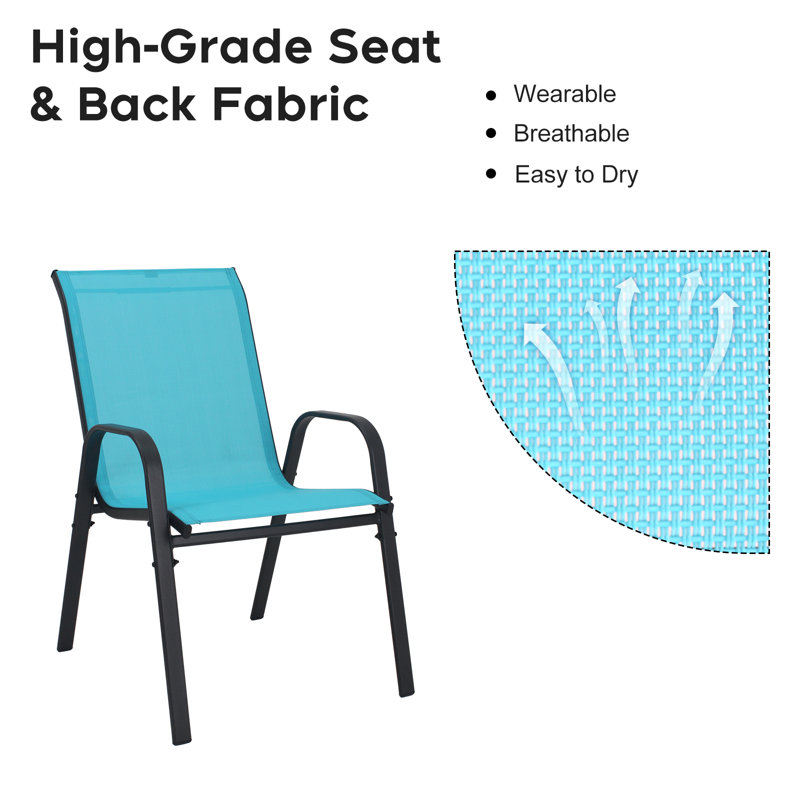 Fauteuils de salle à manger d'extérieur empilables pour tous les temps (ensemble de 4), Bleu très foncé